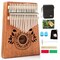 UNOKKI Kalimba 17 Key Thumb Piano with Hard Case, Portable Mahogany Mbira with Instruction, Finger Covers and Tune Hammer, Gift for Kids, Adults, Men and Music Lovers - Light Brown (7.4 in x 5.2 in)